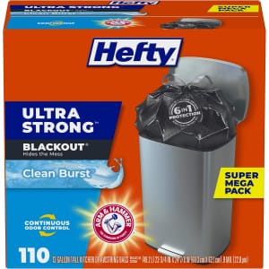 Hefty Ultra Strong Tall Blackout 13-Gallon Kitchen Trash Bags 110-Count: $15 via Subscribe & Save Hefty Ultra Strong Tall Blackout 13-Gallon Kitchen Trash Bags 110-Count: $15 via Subscribe & Save