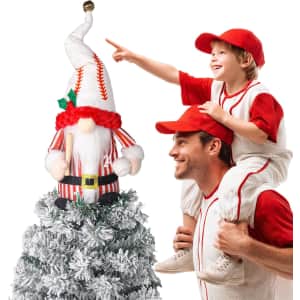 Baseball-Themed Gnome Christmas Tree Topper: $1.99