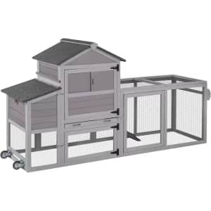 80.7" Mobile Chicken Coop with Wheels: $122.80