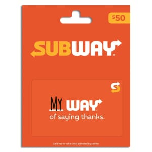 $50 Subway Gift Card: $40 w/ Prime