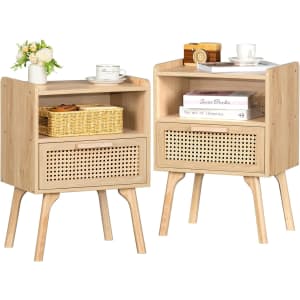 Lerliuo Rattan Nightstands Set of 2: $76