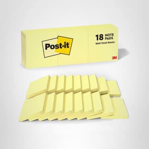 Post-it Sticky Notes Pads 18-Pack: $14 w/ Prime