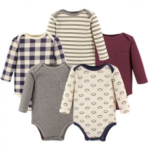 Hudson Baby Cotton Long-Sleeve Bodysuit 5-Pack: $6.03