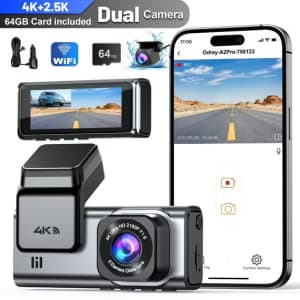 Odrey 4K + 2.5K 5G WiFi Dual Dash Camera: $55.08