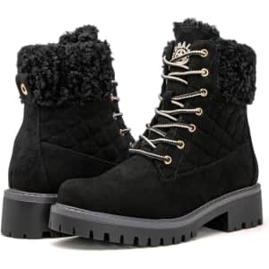 Globalwin Women's Black Ankle Combat Boots: $17.49