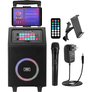 Pyle 600W Portable Karaoke / PA Speaker System w/ Wireless Mic: $56
