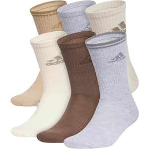 adidas Men's Athletic Cushioned Crew Socks 6-Pack: $13 w/ Prime