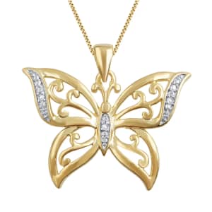 Natural Diamond Accent 14K Gold-Plated Butterfly Necklace: $23.99