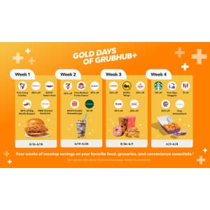 Gold Days of Grubhub+: 4 weeks of offers for members