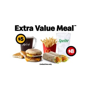 McDonald's Extra Value Meals: $5 to $8