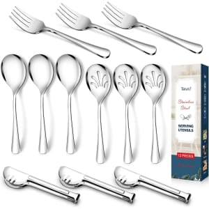Teivio 12-Piece Stainless Steel Metal Serving Utensil Set: $6.99 Teivio 12-Piece Stainless Steel Metal Serving Utensil Set: $6.99