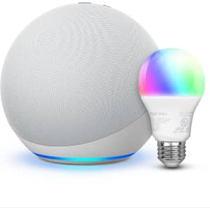 Amazon Echo Dot w/ Amazon Basics Smart Color Bulb: $41
