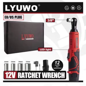 3/8" 12V Cordless Right Angle Electric Wrench: $42