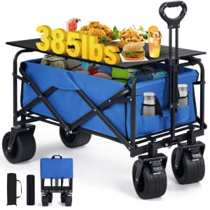Firstness Heavy Duty Collapsible Wagon Cart w/ Tabletop: $49.99