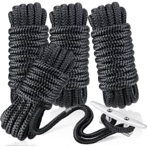 3/8" x 15-Foot Double Braided Nylon Dock Line 4-Pack: $22