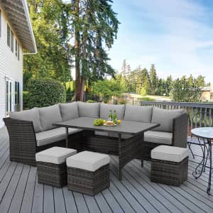 AECOJOY 7-Piece Rattan Wicker Patio Conversation Set: $448.99
