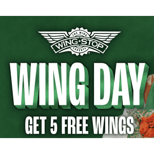Wingstop National Chicken Wing Day Deal: Get 5 free wings w/ chicken order Wingstop National Chicken Wing Day Deal: Get 5 free wings w/ chicken order