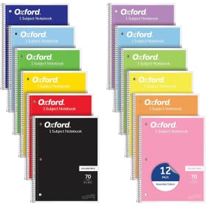 Oxford College Rule Spiral Notebook 12-Pack: $13.71