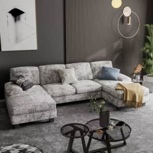 4-Seat Convertible U-Shaped Sectional Sofa: $267