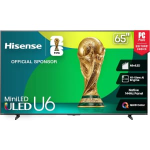 Hisense U6 Series 65U65QF 65" QLED UHD Smart TV: $530