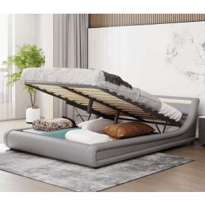 Harper & Bright Designs 65.7" Queen Platform Bed with Hydraulic Storage and LED: $246
