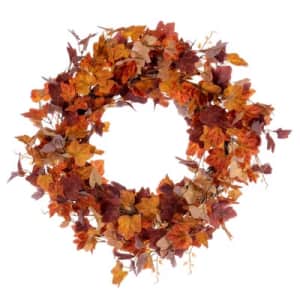 Vickerman 22" Artificial Orange Fall Maple Leaf Wreath: $36