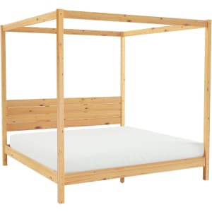 Walker Edison King Slatted Headboard Canopy Bedframe: $180 Walker Edison King Slatted Headboard Canopy Bedframe: $180