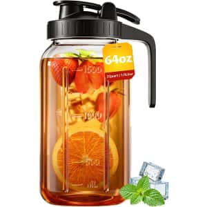 Va1kene 64-oz. Mason Jar Glass Pitcher w/ Pour Spout Lid: $11.99