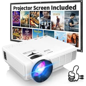 Panseba 1080p Bluetooth Mini Projector w/ Screen: $32 w/ Prime