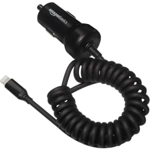 Amazon Basics 12W Fast Car Charger w/ Coiled Lightning Cable for Apple Devices: $3 Amazon Basics 12W Fast Car Charger w/ Coiled Lightning Cable for Apple Devices: $3