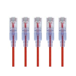 Monoprice 2-Foot Cat6A Red Patch Cable 5-Pack: $6.15