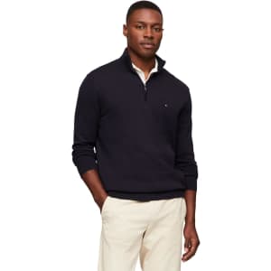 Tommy Hilfiger Men's Essential 100% Cotton Quarter-Zip Sweater: $22.99