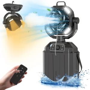 20,000mAh Rechargeable Outdoor Misting Fan w/ Remote & LED Light: $34.99