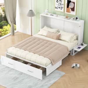 Nfusion Vibe Murphy Bed w/ Storage Drawer & Side Shelves: $420