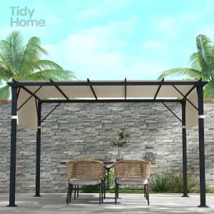 10x10-Foot Steel Outdoor Pegola w/ Retractable Canopy: $87