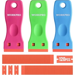 Workpro 3-Piece Plastic Razor Blade Scraper w/ 120pc Razor Blades: $8.79