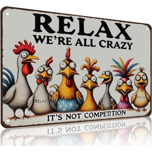 Funny Chicken Tin Sign: From $6 w/ Prime