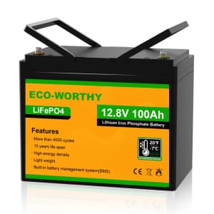 Eco-Worthy Eco-Worth 12V 100Ah LiFePO4 Battery: $153