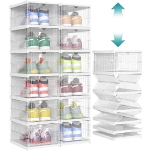Songmics Foldable Shoe Box 12-Pack: $46
