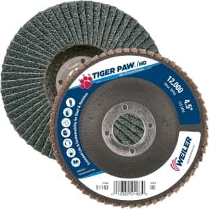 Weiler Tiger Paw XHD 4.5" Abrasive Flap Disc 10-Pack: $18.30