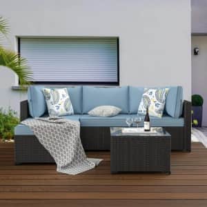 5-Piece Outdoor Sectional Sofa Set w/ Table: $194