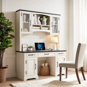 76" Computer Desk with Hutch, Charging Station: $167 76" Computer Desk with Hutch, Charging Station: $167