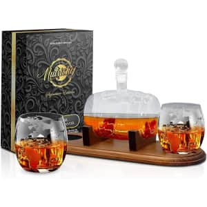 NutriChef 750ml Whiskey Barrel Decanter Set: $23