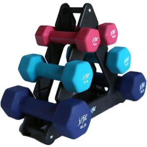 JFIT 32-lb. Dumbbell Set w/ Rack: $34