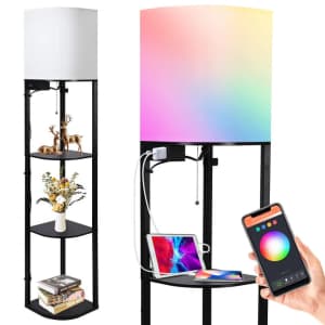 Garvee Smart RGB Shelf Floor Lamp with 2 USB Ports: $45