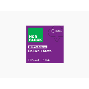H&R Block Tax Software Deluxe Federal + State 2024 for Windows/Mac: $40