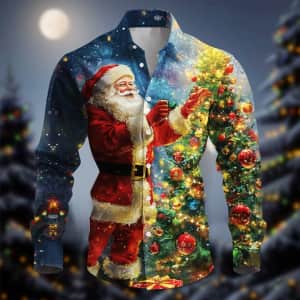 Koulb Men's Santa Claus Button Up Shirt: $9