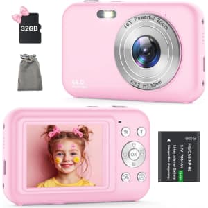 Kids Digital Camera 44MP with 32GB Card: $19.92