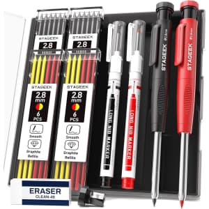 Stageek Carpenter Pencils with Sharpener + 26 Refills: $8.73