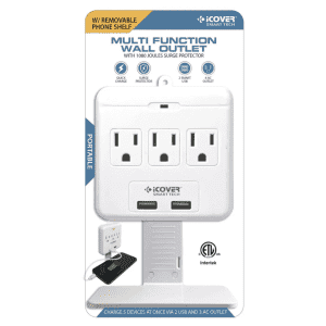 3-Outlet Surge Protector w/ USB & Removable Shelf: $5.99